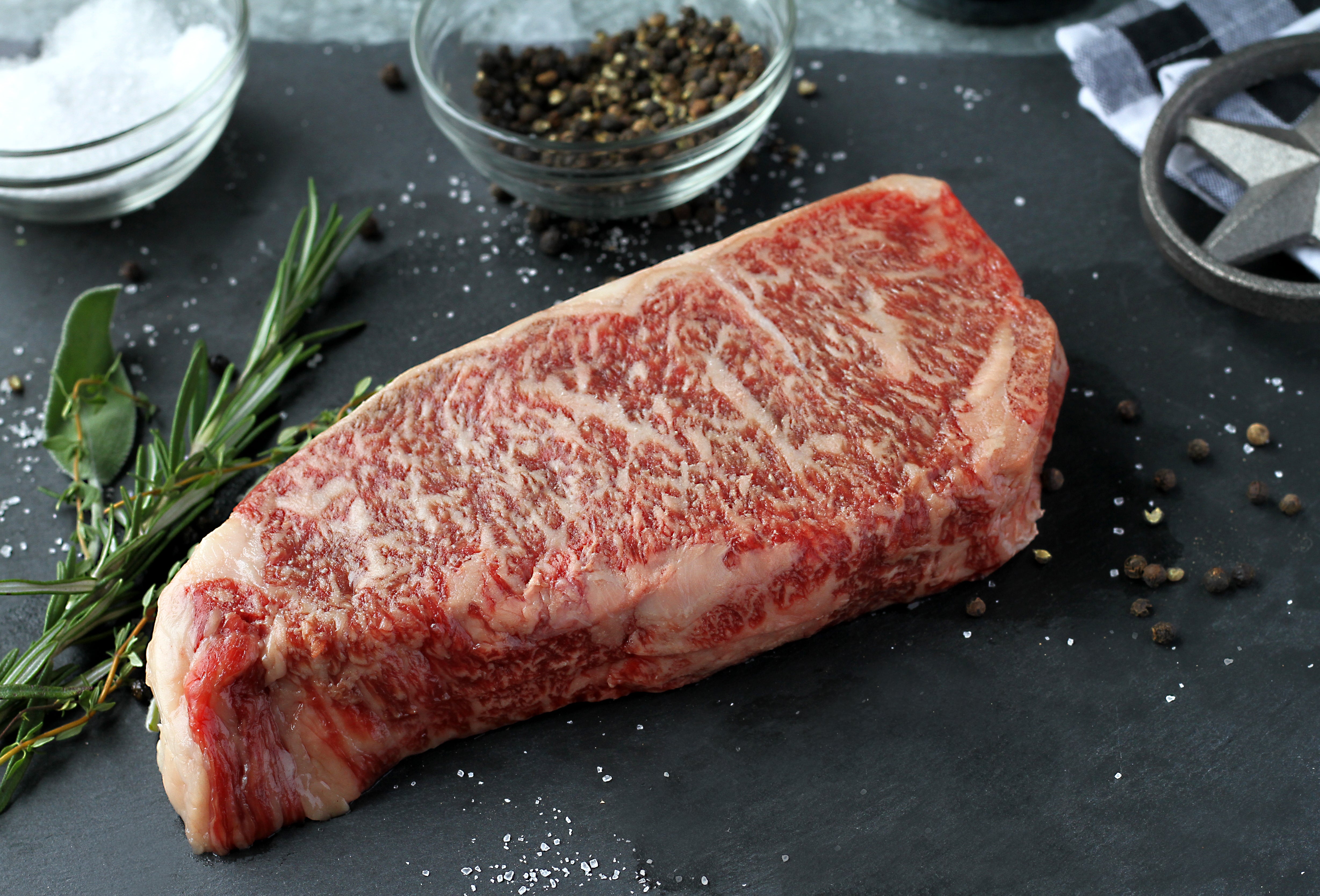Texas Craft Wagyu dry aged Wagyu NY Strip (Striploin). Craft steaks. Dallas delivery.